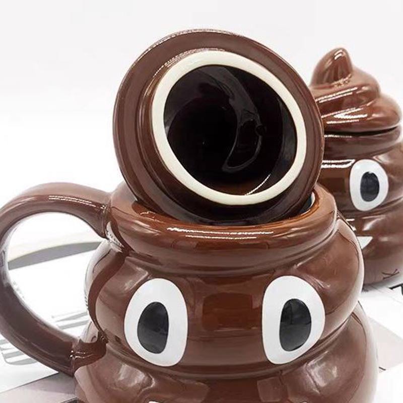 Cute Poop Mug Funny Ceramic Poop Water Cup with Lid Spoof Poop Coffee Cups Personality Wonderful Poop Cup Birthday