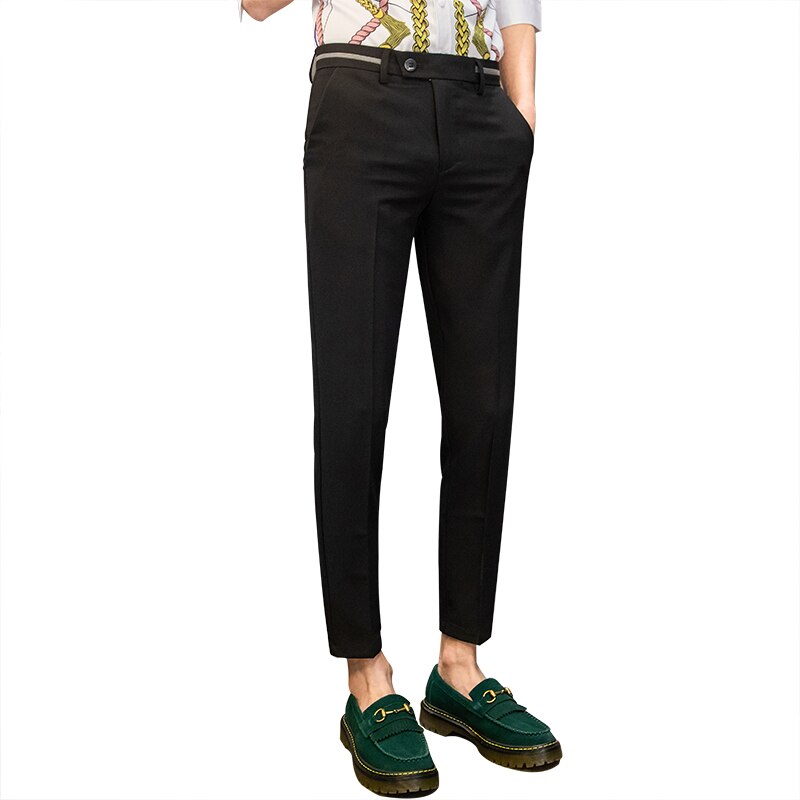 Britisk stil herre grå kjole bukser herre forretningsdress bukse casual slim fit herre dress bukser pantalon kostyme sommer