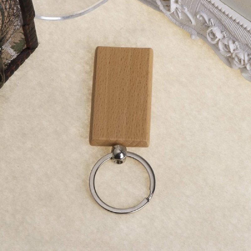 100 Blank Houten Houten Sleutelhanger Diy Houten Sleutelhanger Key Tag Anti-Verloren Hout Accessoires (Mixed)