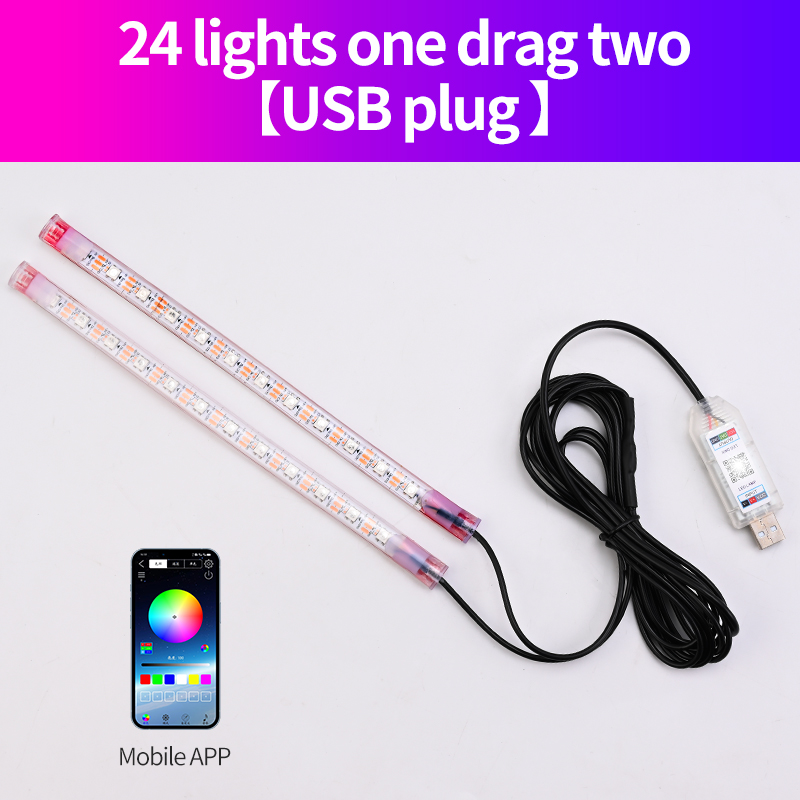 Tira de atmósfera para el pie del coche, luz LED con aplicación remota, Control, iluminación USB, sincronización de música, brillo ajustado, luz ambiental libre, 1 Uds.: 3000 K de oro