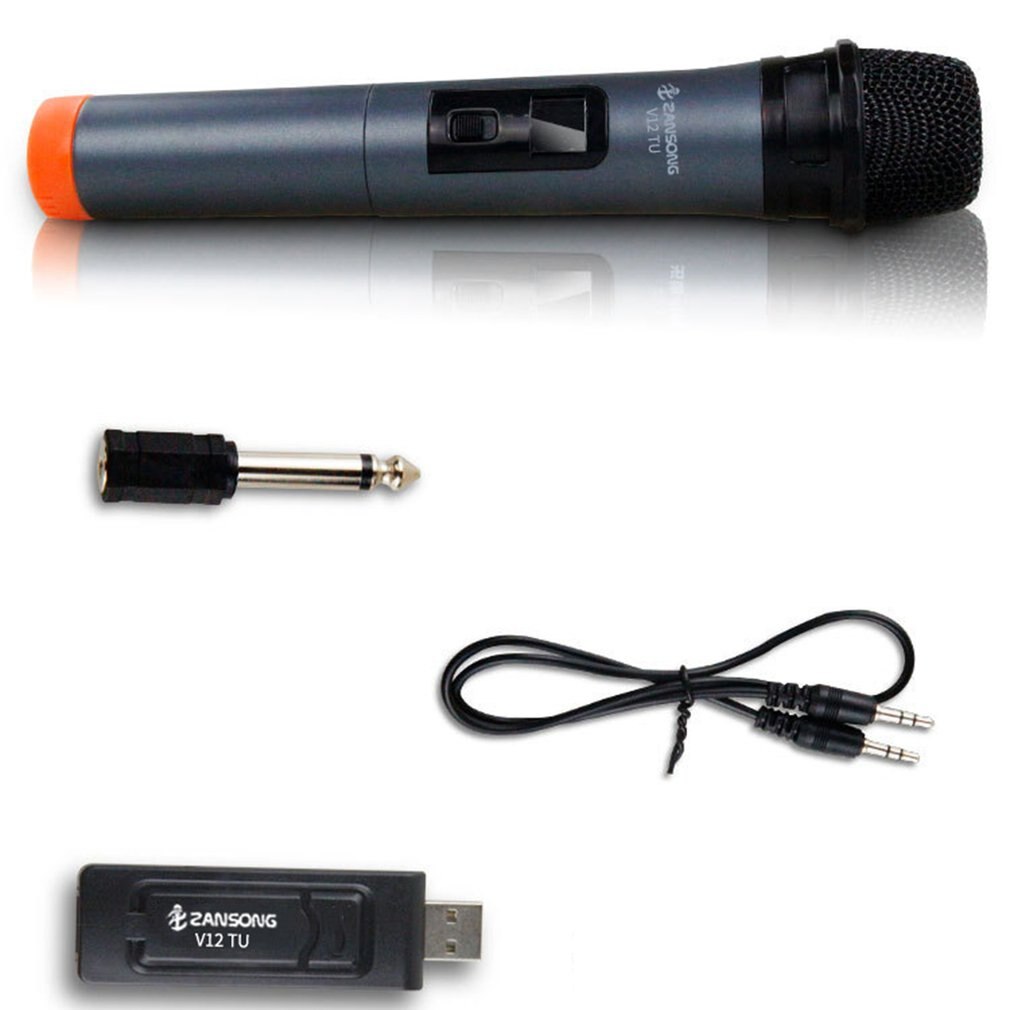 Handheld Durable Practical Wireless Singing Microphone Durable Convenient V12 for Karaoke Speech Loudspeaker