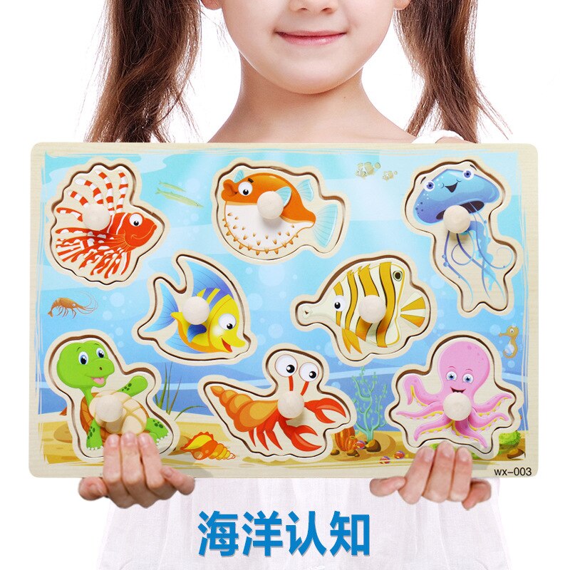 Wooden Puzzles Hand Grab Boards Toys Montessori Tangram Jigsaw Baby Educational Toys Cartoon Vehicle Animals Fruits 3D Puzzles: 1