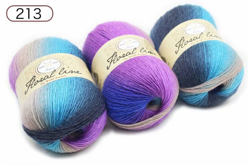 5pcsX100g 100% Cashmere Yarn crochet yarn for knitting Rainbow Line Fancy Melange Combed Sewing: 213
