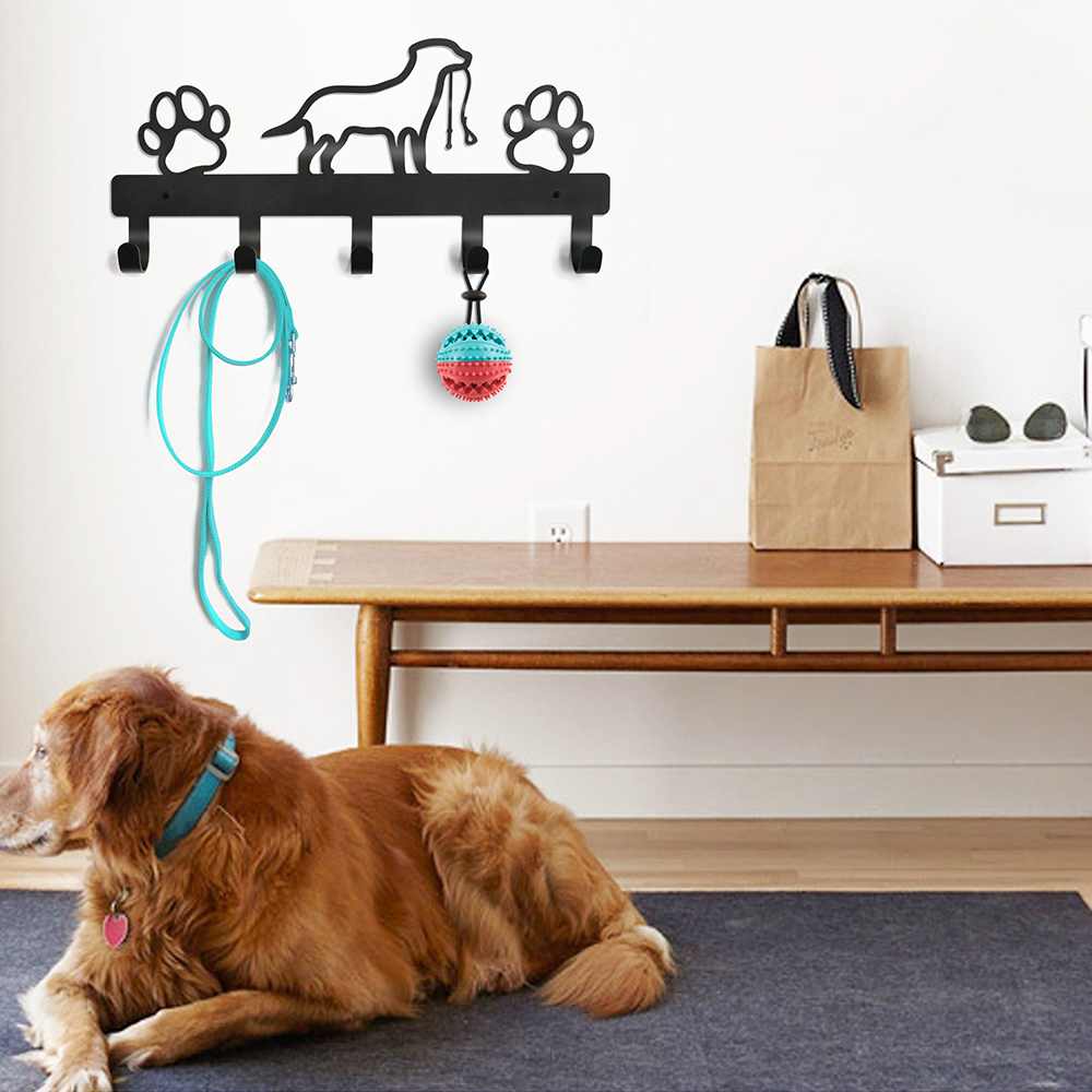 Porte-laisse mural en métal pour chien, 4/5/7 crochets, avec clous gratuits, porte-clés, pochettes, accessoires pour animaux de compagnie