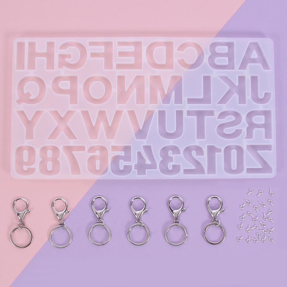 1 Set Epoxy Resin Alpha silicone mould Kit Jewelry Casting Tools DIY Handmade Findings Silicone Mold Alphanumeric Keychain mould