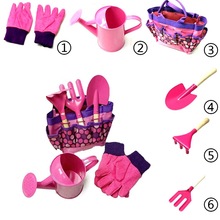 6Pcs Children Kids Garden Tools Watering Can Gardening Shovel Rake Spade Toys Learning Engineering Puzzle Toys For Boy