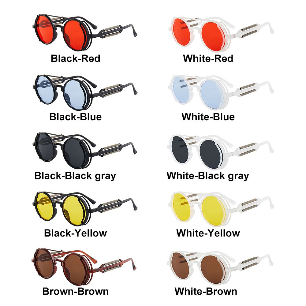 Gafas de sol Punk Steampunk, lentes de sol de doble patilla de primavera, redondas, a la , estilo gótico, protección UV400