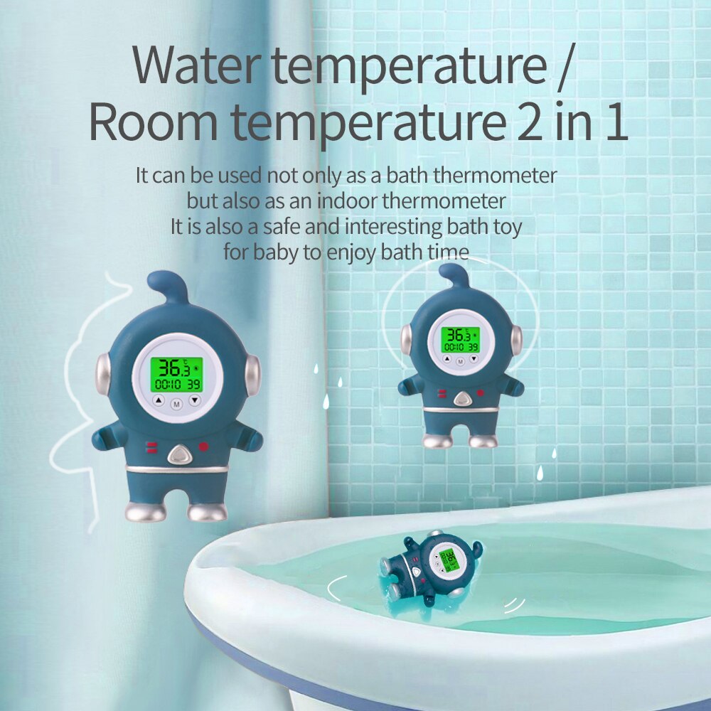 Baby Bath Thermometer Water Thermometer with Room Temperature Tri-color Backlit Display Floating Bath Toy Safety Temperature