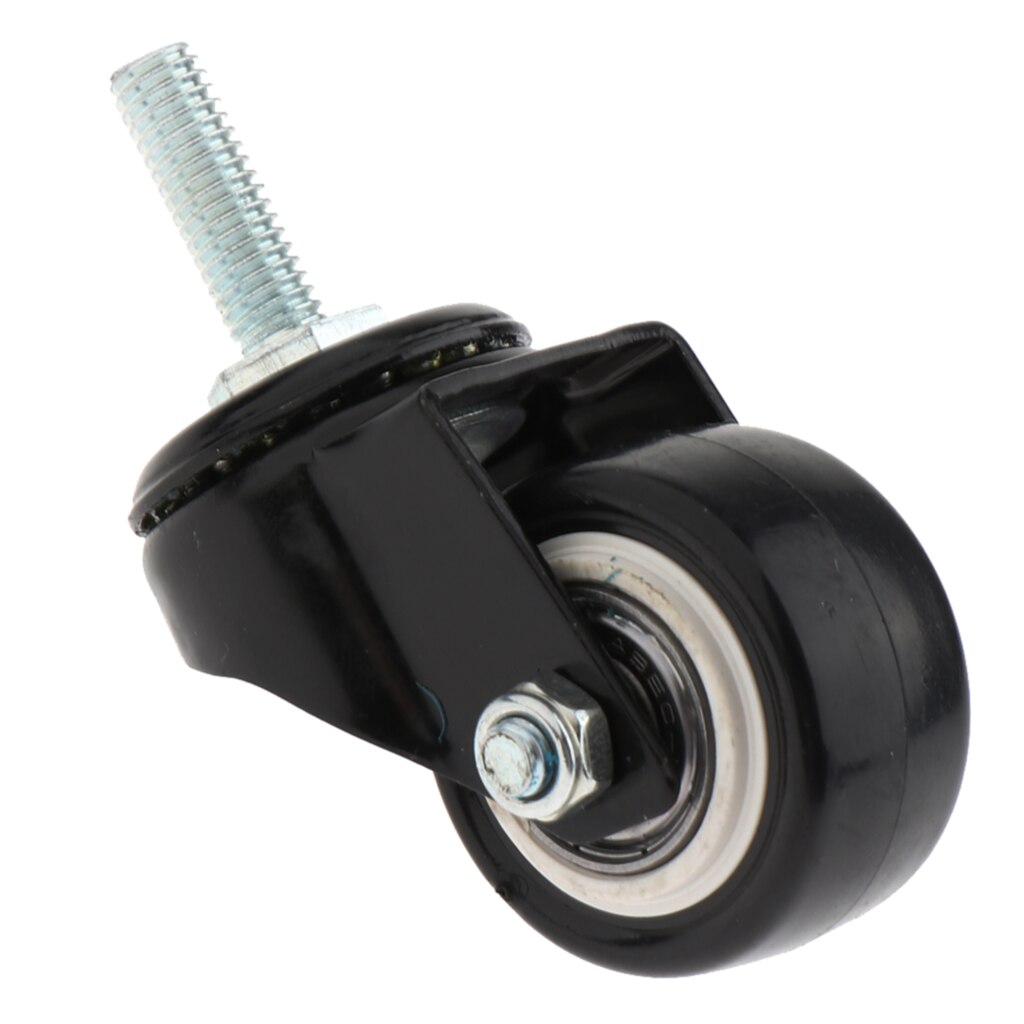 Ruedas giratorias de alta resistencia para muebles, carrito con vástago de rosca larga, color negro, 1,5 pulgadas