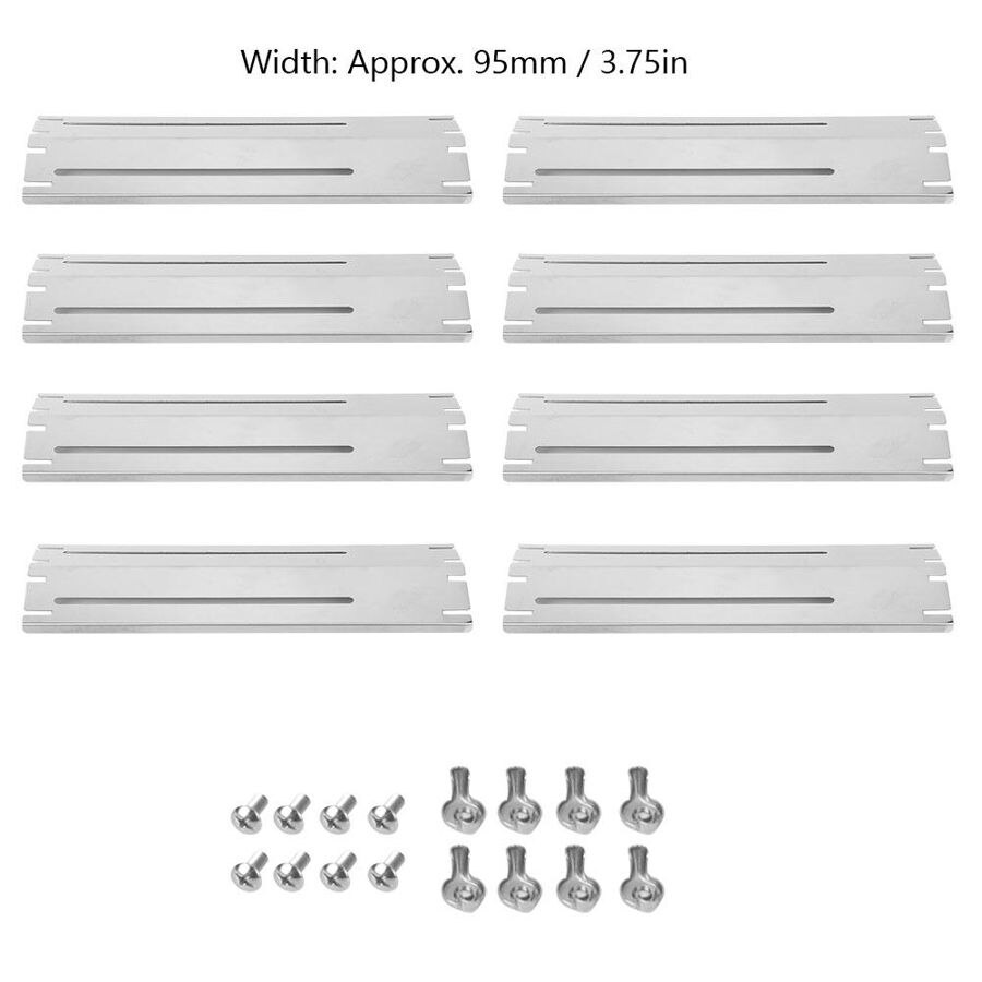 8pcs Adjustable Stainless Steel Gas Grill Heat Plate BBQ Heat Tent Replacement Porcelain Flavor BBQ Grill Pad Grill Cooking Tool