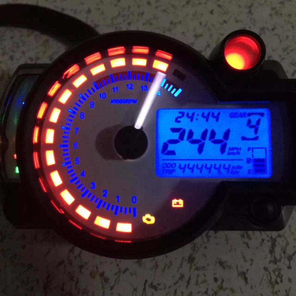 KOSO-tacómetro Digital RX2N para motocicleta, medidor de combustible con pantalla LCD, velocímetro, máximo ajustable, 299 KM/H, 7 colores