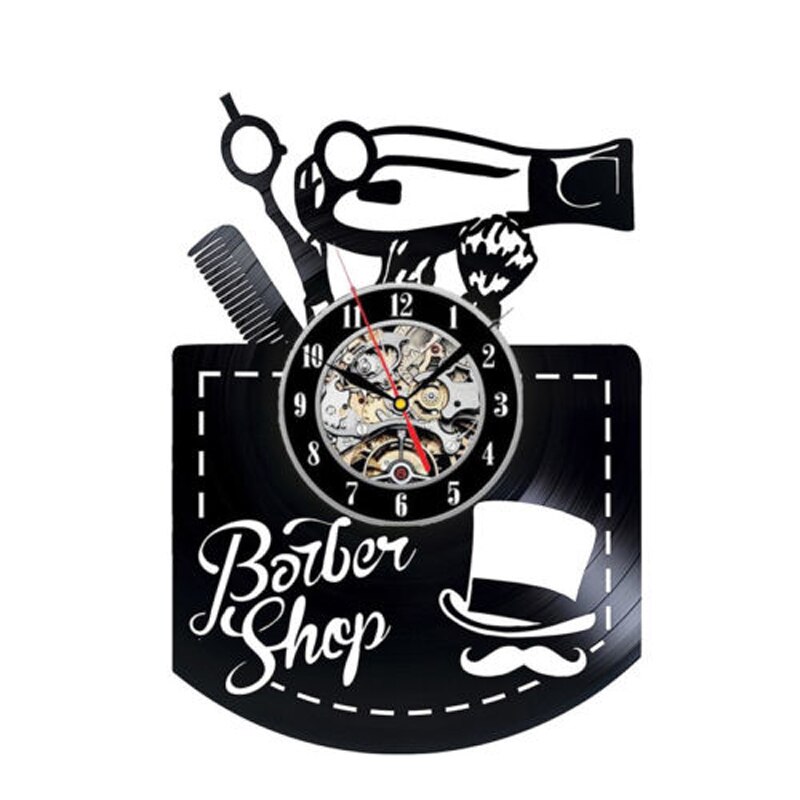 Barbershop Vinyl Record Wandklok Modern Kapper Kapper Klokken Opknoping Muur Horloge voor Kapper Kapsalon: 11