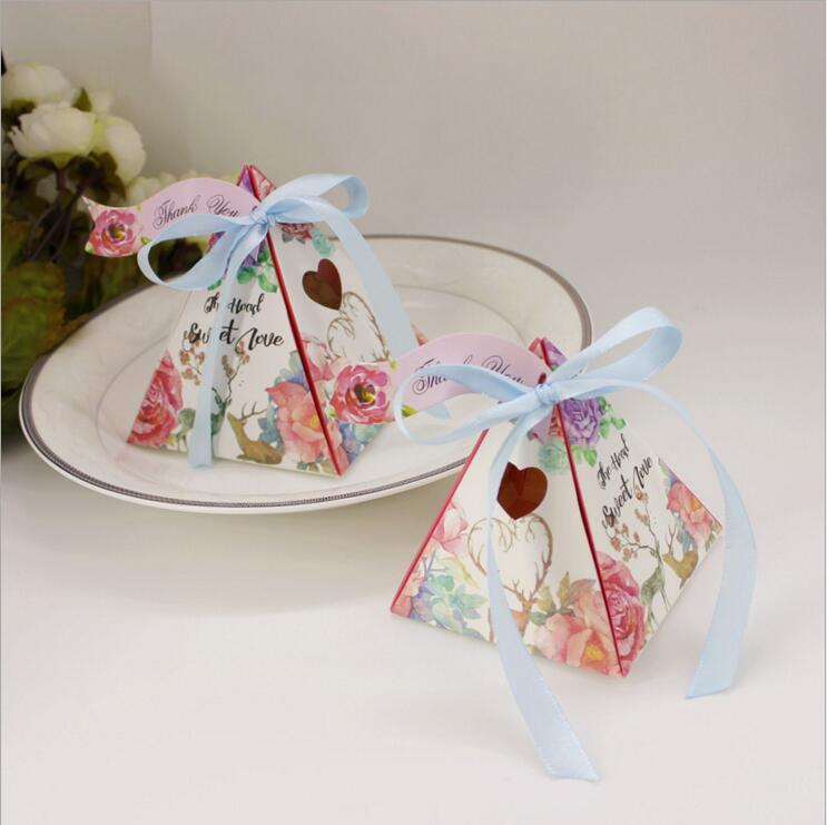 50 PCS Triangl Candy Box Pyramid Tip Wedding Favor Boxes Bridal Shower Favors Packaging Bag: No.3