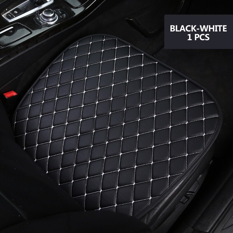 Auto Bekleding Universele Pu Lederen Auto Stoelhoezen Bescherming Auto Zetels Kussen Pad Matten Stoel Protector Interieur Accessoires: Black-white 1pcs