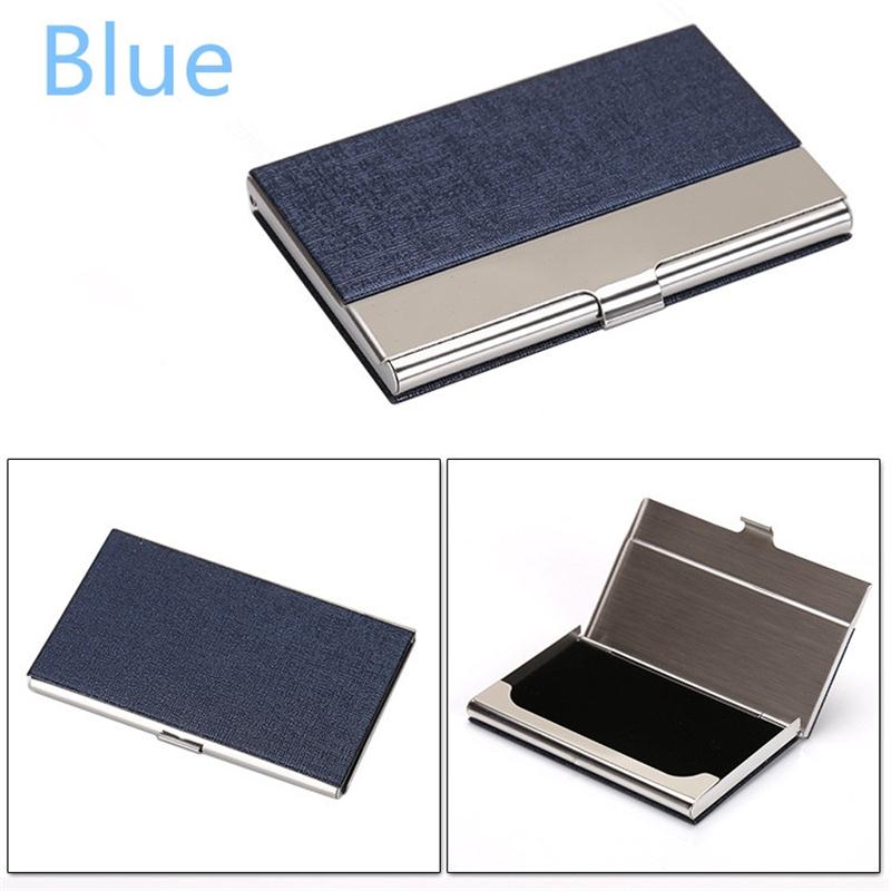 Aluminum PU Leather Business Credit Card Holder For Women Men Steel Portable ID Name Card Bank Male Cardholder