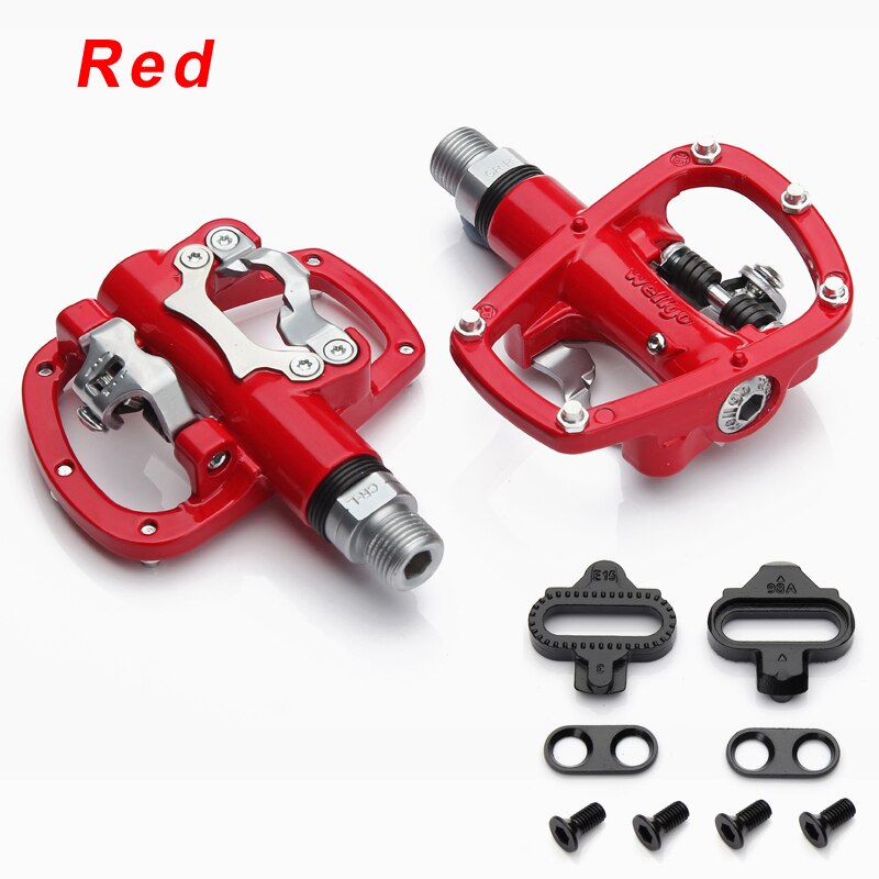 Wellgo Pedals MTB Cycling Mountain Bike Pedals Clipless SPD Compatible Self-locking Ultralight Aluminum Alloy R120B: Red
