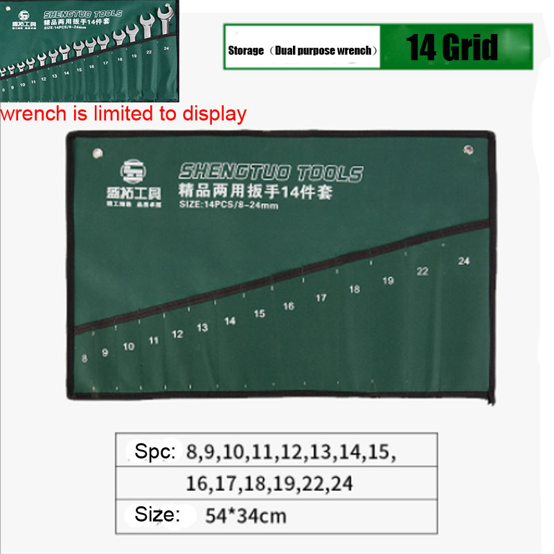 1Pcs Canvas Wrench Storage Bag Roll Up Foldable Spanner Organizer Spanner Combination Hanging Bag for Spanner Tool Organizer: 14 grid dual purpose