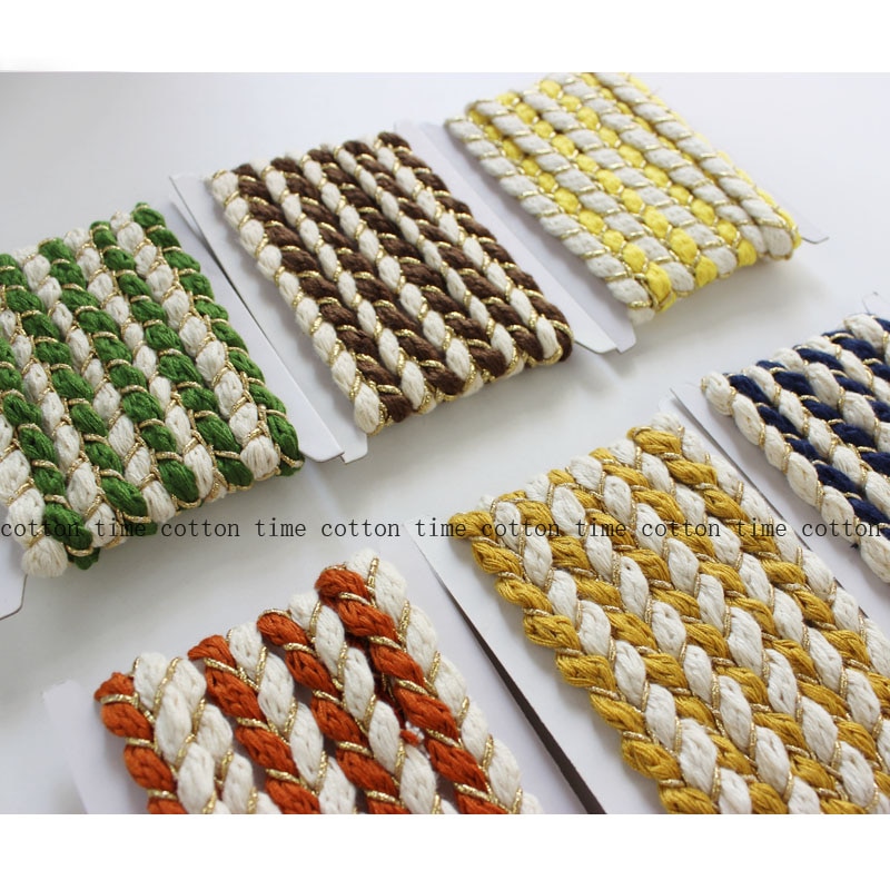 6 jaardia kultainen punos köysi 1.5cm puuvillasekoitettu köysi kierretty puuvillanarut takin koristelu askartelu köydet ompelutarvike