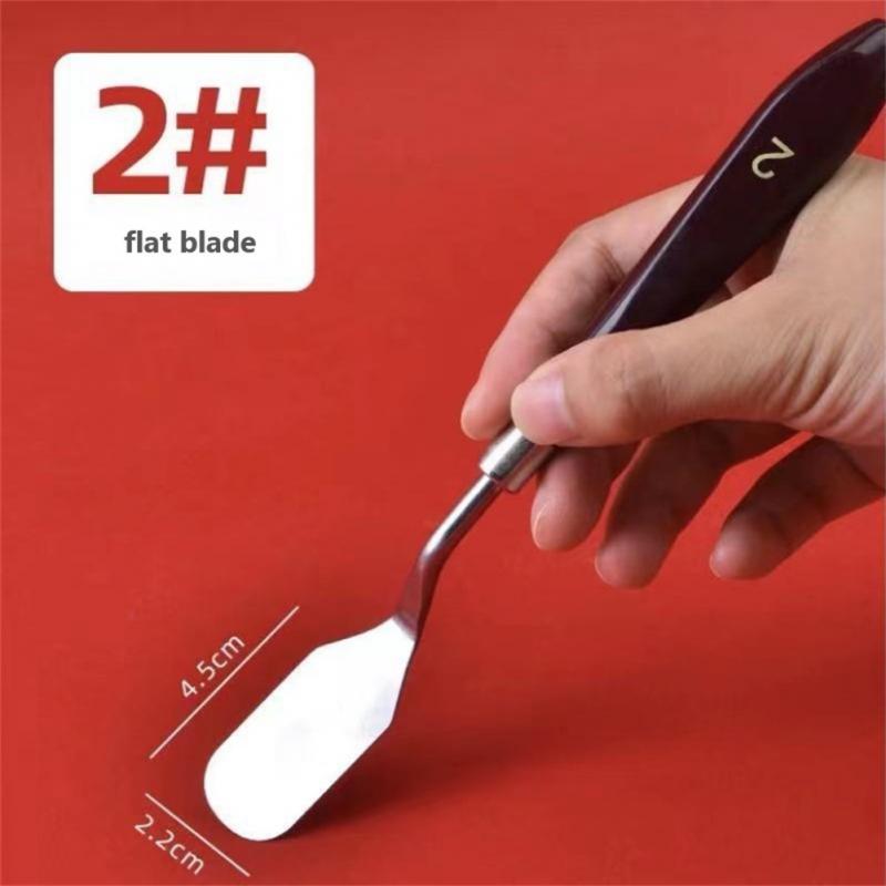 Stainless Steel Oil Painting Knives Artist Crafts Spatula Palette Knife Oil Painting Mixing Knife Scraper Art Tools For: 02 1pc