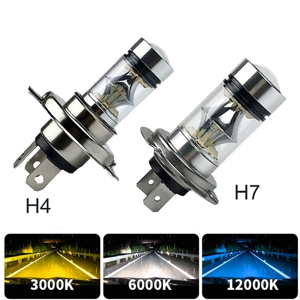 2Stck 100W H4 H7 H1 H11 H3 H8 LED Auto Tagfahrlicht Fahren Nebel Licht Lampe 6000K Auto Fahren Scheinwerfer Hohe Abblendlicht Birne