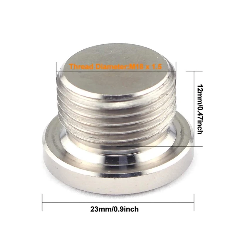 O2 Sensor Bung Stainless Steel Oxygen Mounting Bungs and Plugs Adapter M18 x 1.5 Thread Notched Style Exhaust Weld in Bung with