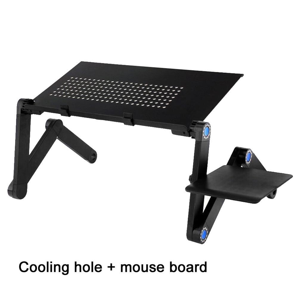 laptop skrivebord ergonomisk justerbart sammenleggbart laptop bord med kjølevifte musematte sengebrett pc notisbok stativ sofa skrivebord stativ: Svart b