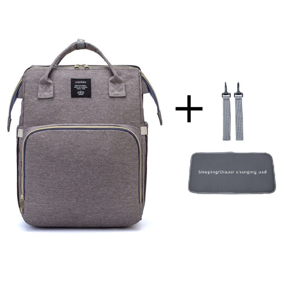 Mode Luiertassen Rugzak Multifunctionele Opvouwbare Baby Bed Wieg Tas Grote Capaciteit Wandelwagen Zak Isolatie Verpleging Druppels: grey