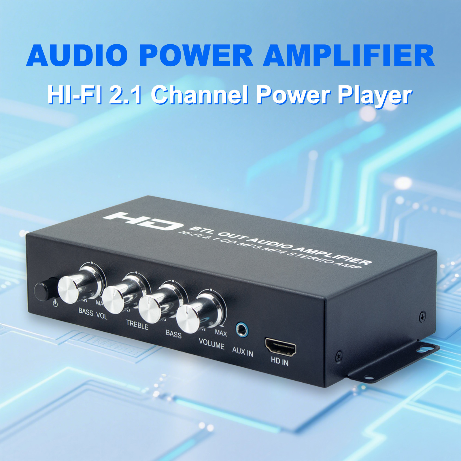 HDMI Audio Power Amplifier 80Wx2 Subwoofer Amplifier 2.1 Channel Stereo Bass Sound Bass Car Power Amp Mini Media Player
