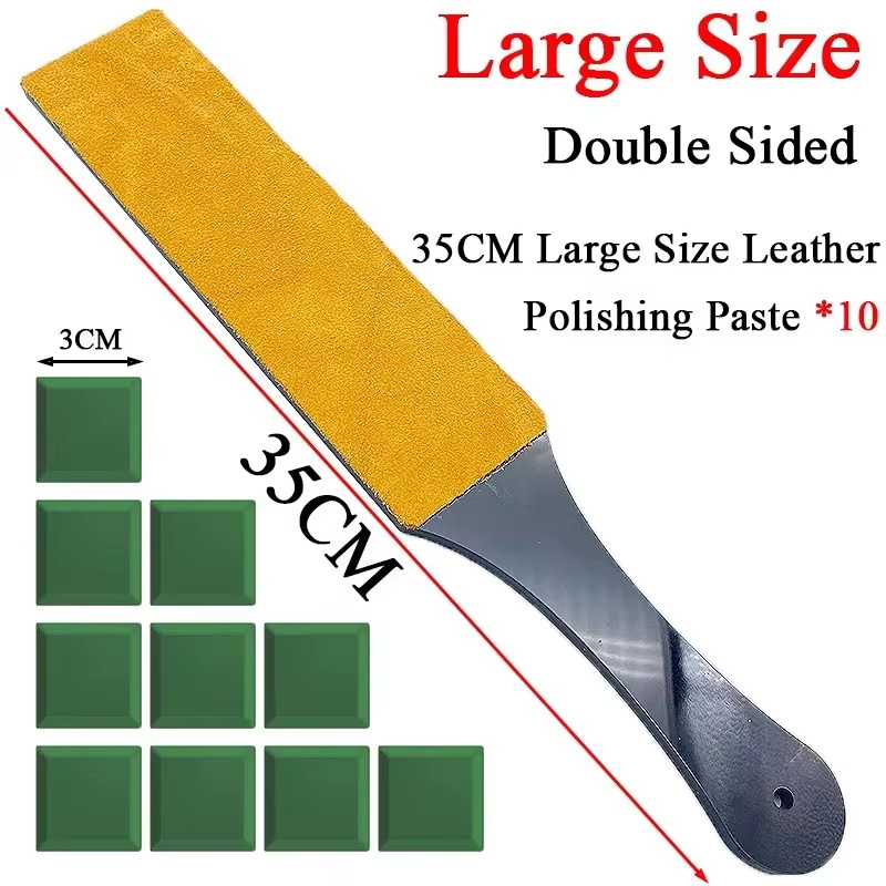 Double Side Leather Strop for Knife Sharpening Stropping Block Kit with Polishing Compound Knife Sharpening Double Side: Gold