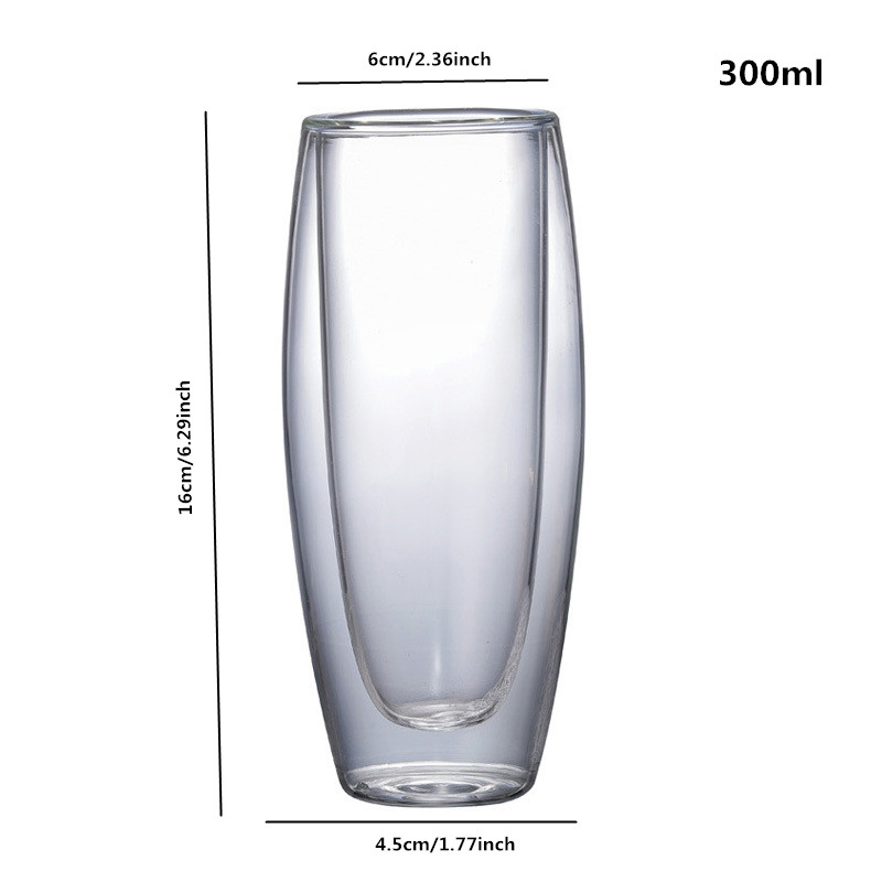 300 ml håndlavede varmebestandige dobbeltlags glas kaffe te drikke kop isoleret gennemsigtigt high-end rødvinsglas