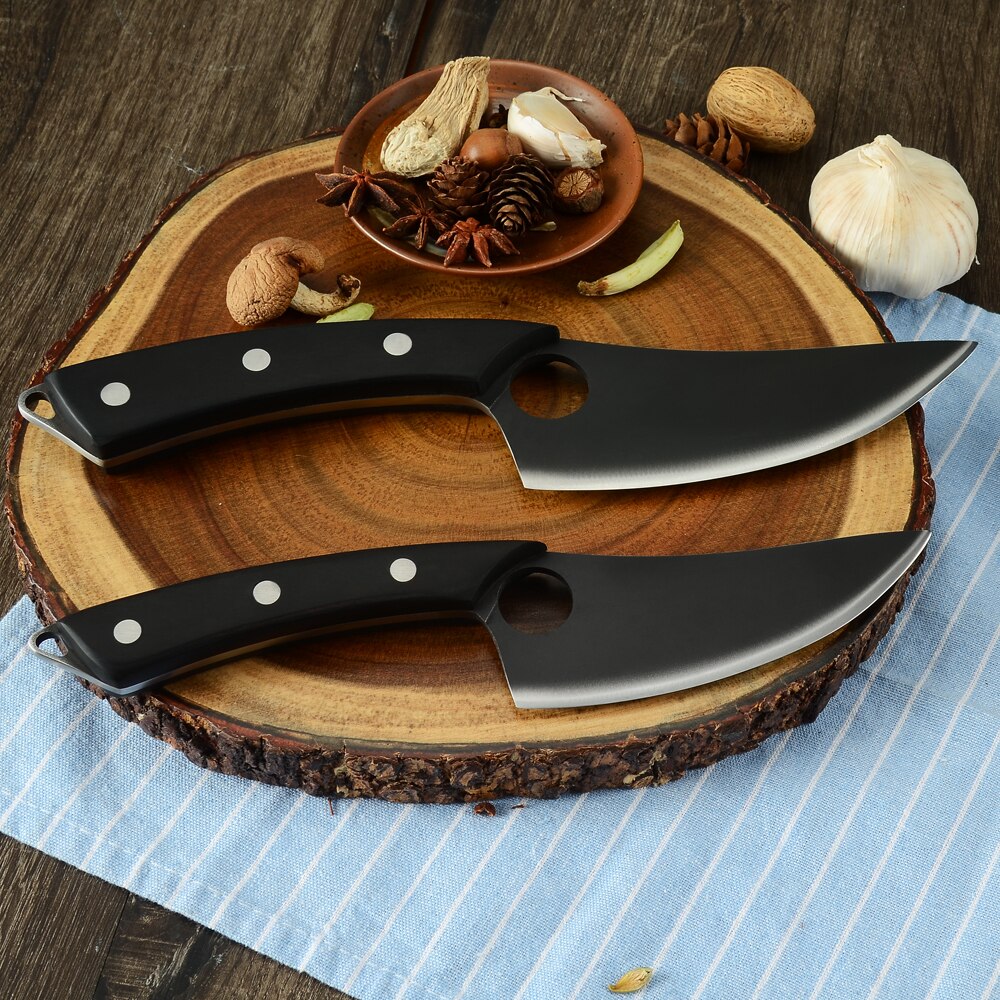 Couteau de boucher en acier inoxydable, couteau de boucher 5 ''6'' 7 ''hacher 8'' ensemble de couteaux de Chef de cuisine manche en bois couteau d'abattage lame antidérapante