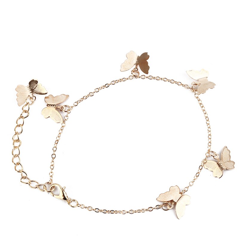 Nouvelle papillon bracelets de cheville pour femmes or argent couleur chaîne cheville Bracelet sur la jambe bohème pied bijoux: 6 Gold Butterfly