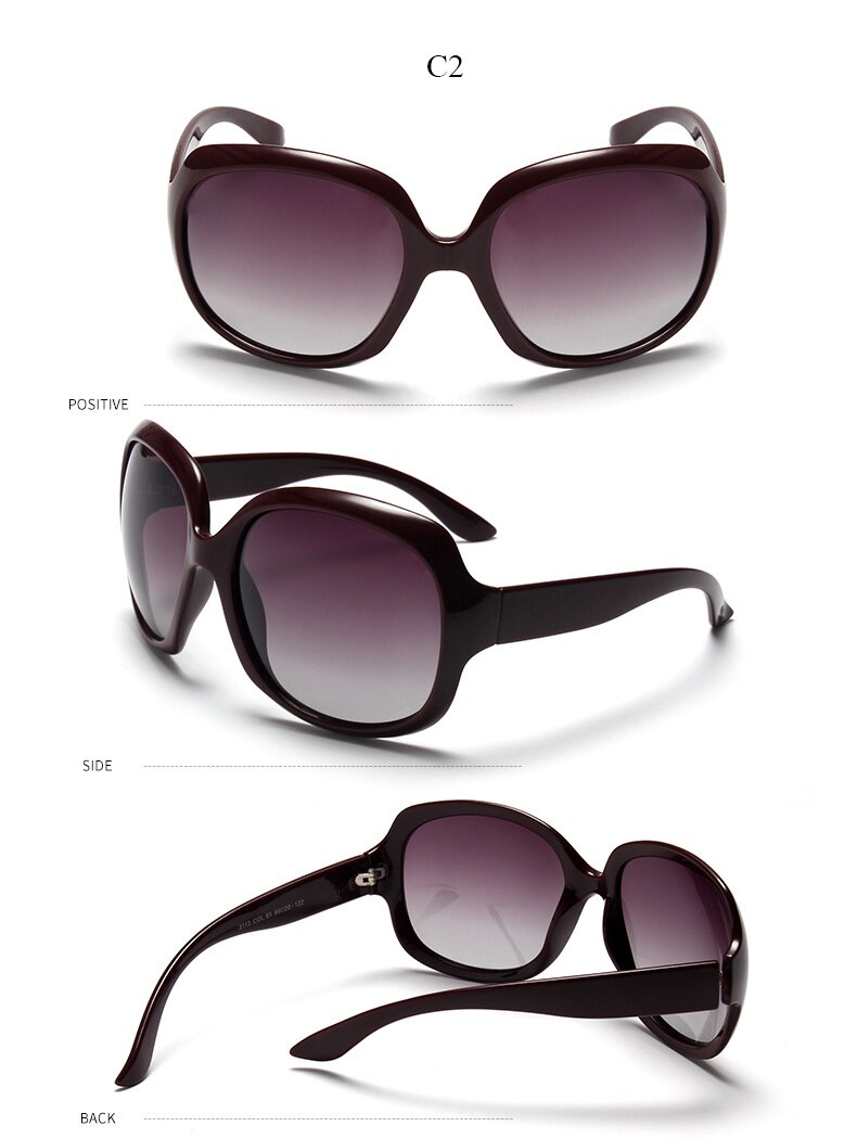Jsooyan overdimensionerede polariserede solbriller kvinder luksusmærke designere ovale solbriller vintage sorte nuancer  uv400 zonnebril damesko: C2