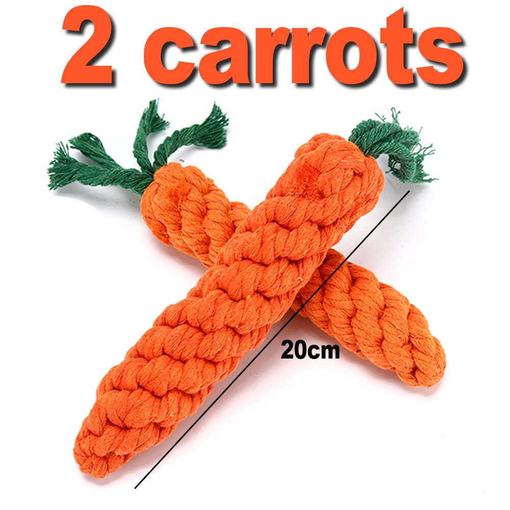 6 paquetes de cuerda de algodón perro de juguete del animal doméstico juguete de perro pequeño limpios los dientes de perro pelota para masticar juguete para perros pequeños perros cachorro interactivo Durable: 2 Carrot Dog Toy