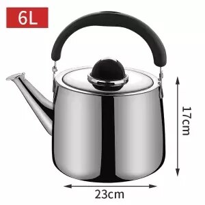 Bouilloire épaissie en acier inoxydable | Bouilloire à sifflet, bouilloire de grande capacité, cuisinière à gaz et à Induction, bouilloire universelle, sifflage: 6L