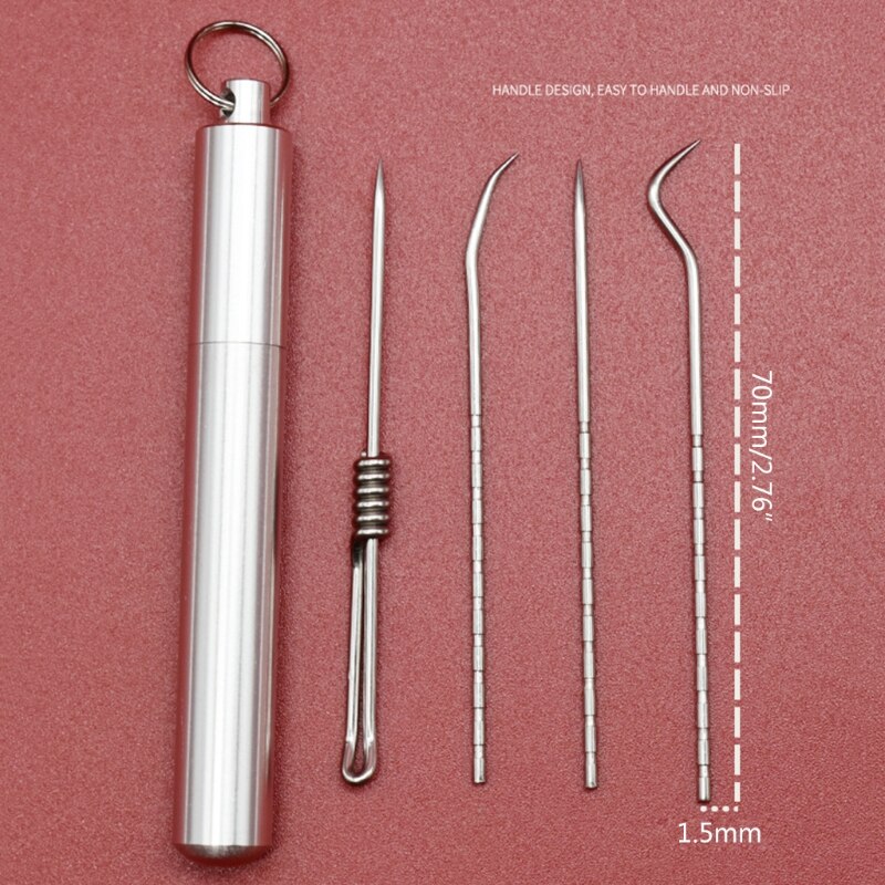 Ensemble de sacs à cure-dents portables, cure-dents en métal réutilisable avec supports pour voyage