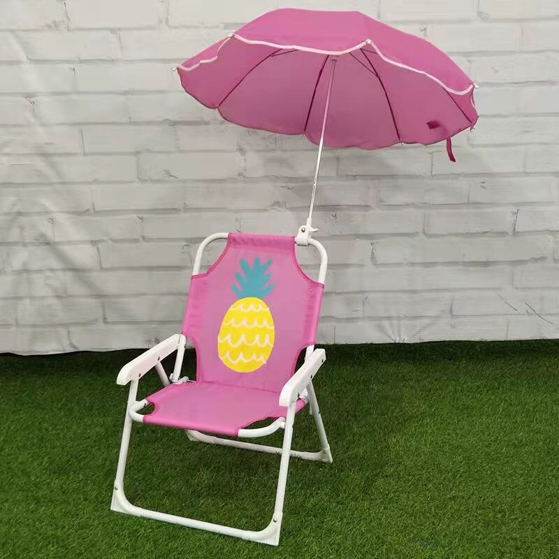 Outdoor Folding Beach Children Chair With Umbrella Utralight Baby Kids Camp Chair Sun Lounger Folding Picnic Camping Seat: Pineapple chair