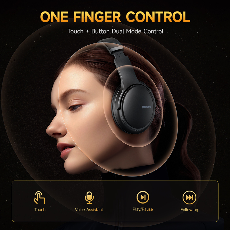 Picun B-06 Bluetooth-Kopfhörer über dem Ohr, 110-Stunden-Spielzeit, kabellose Kopfhörer mit Mikrofon, faltbar, verstellbar, leicht, HiFi