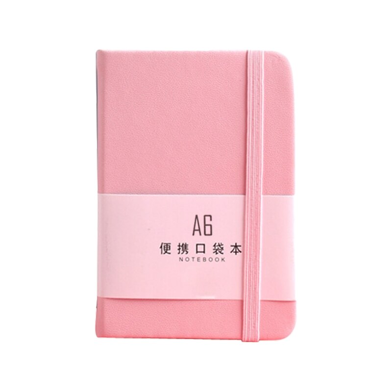 Bloc-notes A7 A6 avec courroie à ressort, Mini poche en cuir PU, pour ordinateur Portable de voyage, directe: Rose