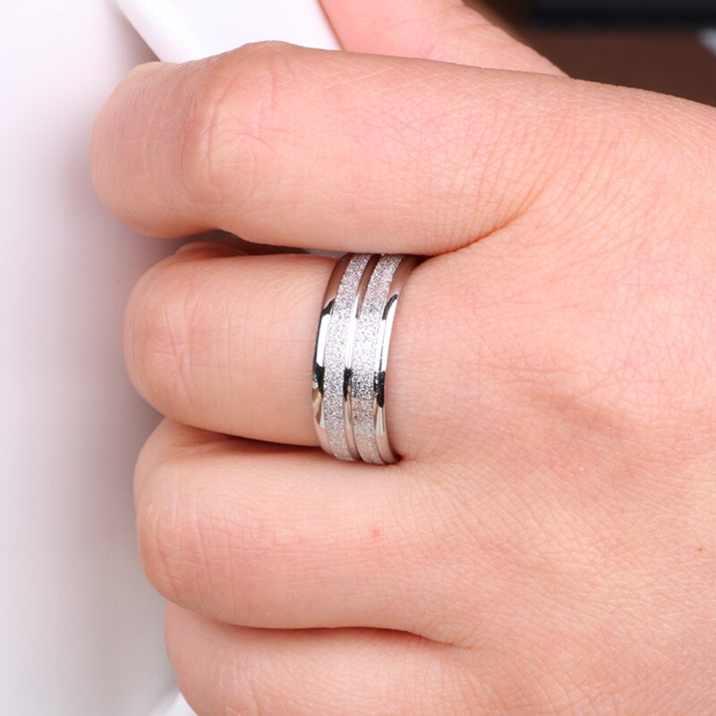 Guld og sølv farve rustfrit stål ringe til kvinder til mænd skinnende finger ring hele smykker