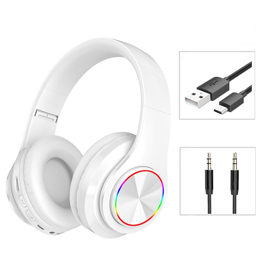 Portable Bluetooth Gaming Headset Foldable Luminous Hi-Fi Stereo Earphones with Mic ForPC Laptop Phone