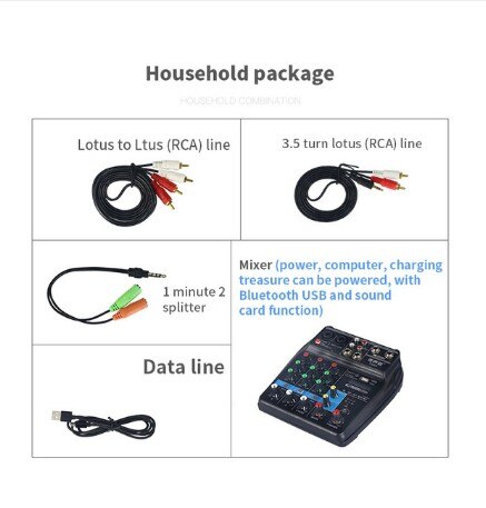 Aister-mezclador TU04 con Bluetooth, USB y función de tarjeta de sonido, mezclador para grabación, anclaje de red de radio activado por voz: Grey