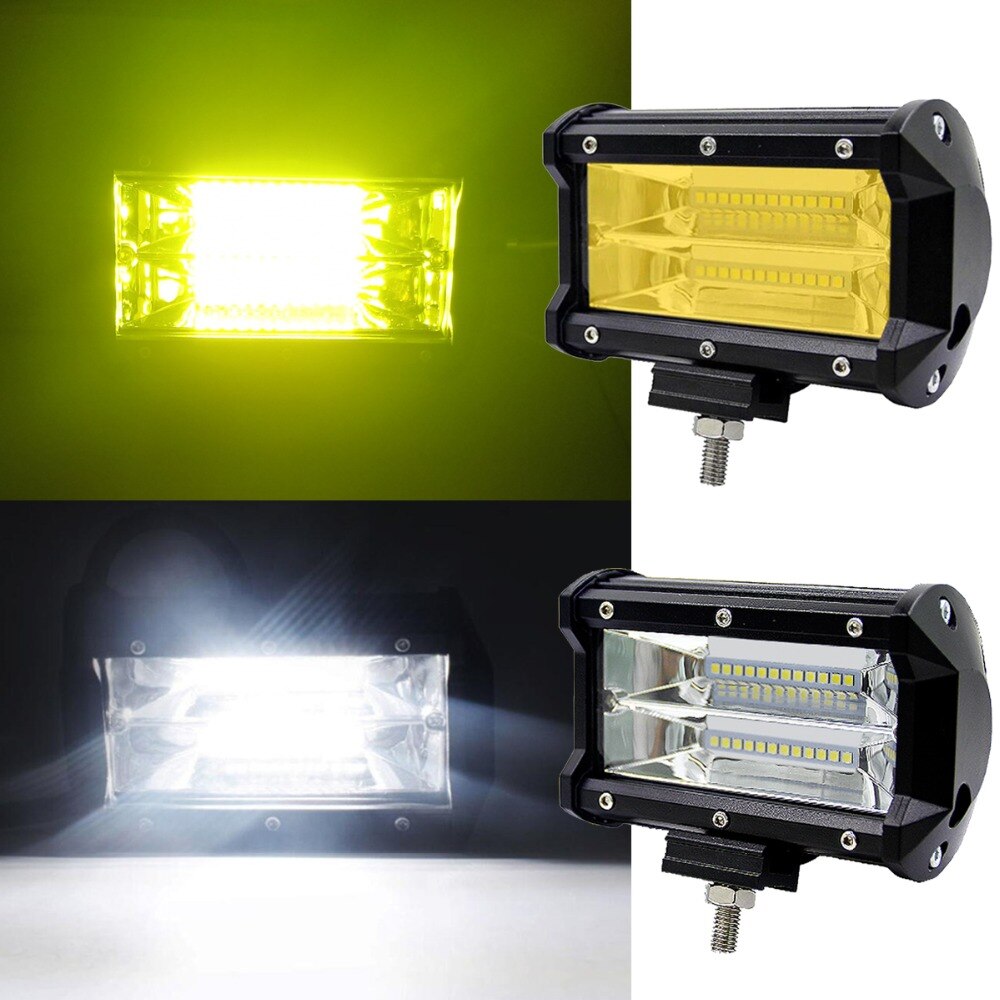 5 INCH LED WORK LIGHT OFF ROAD FLOODLIGHT 9-30V CAR MOTORCYCLE SUV TRUCK WHITE YELLOW NIGHT DRIVING FOG LAMP AUXILIARY INDICATOR