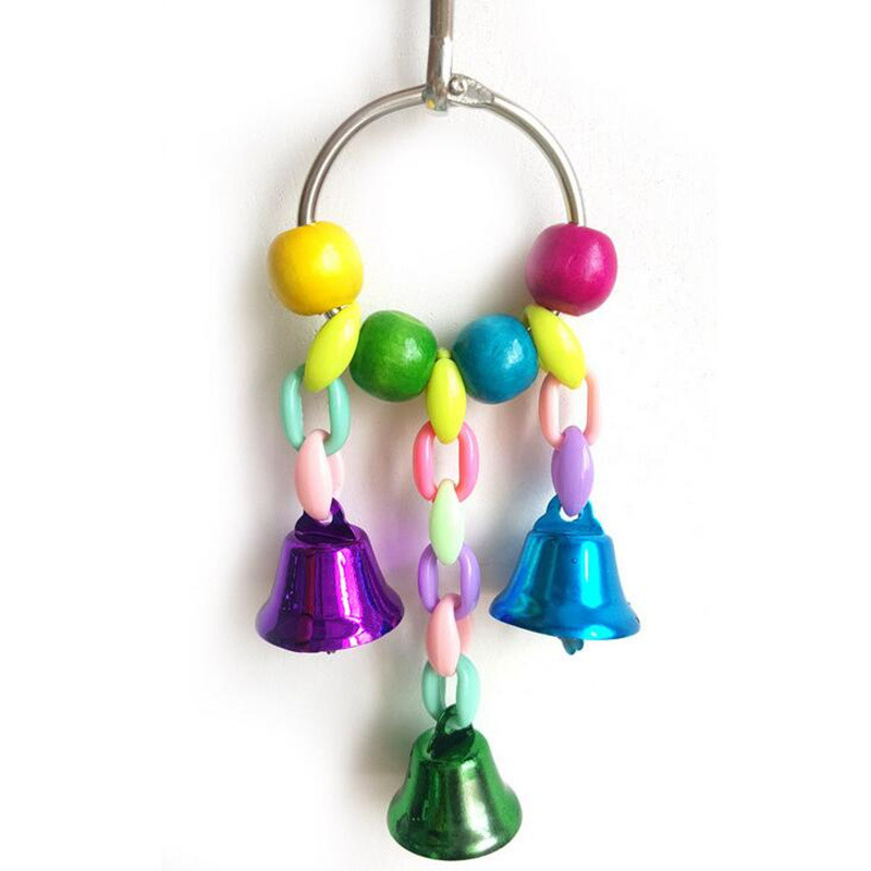 Juguetes Para loros, juguete colgante para pájaros con cuentas de colores, cadena de campana, juguete de morder para loro, accesorios para jaulas de pájaros, juguete colgante para pájaros