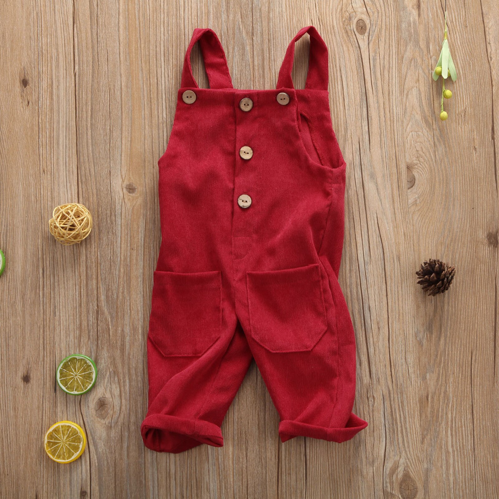 6M-5T Kids Overalls Broek Baby Meisje Jongen Effen Kleur Knop Jarretel Broek Met Zakken Jumpsuit Overalls