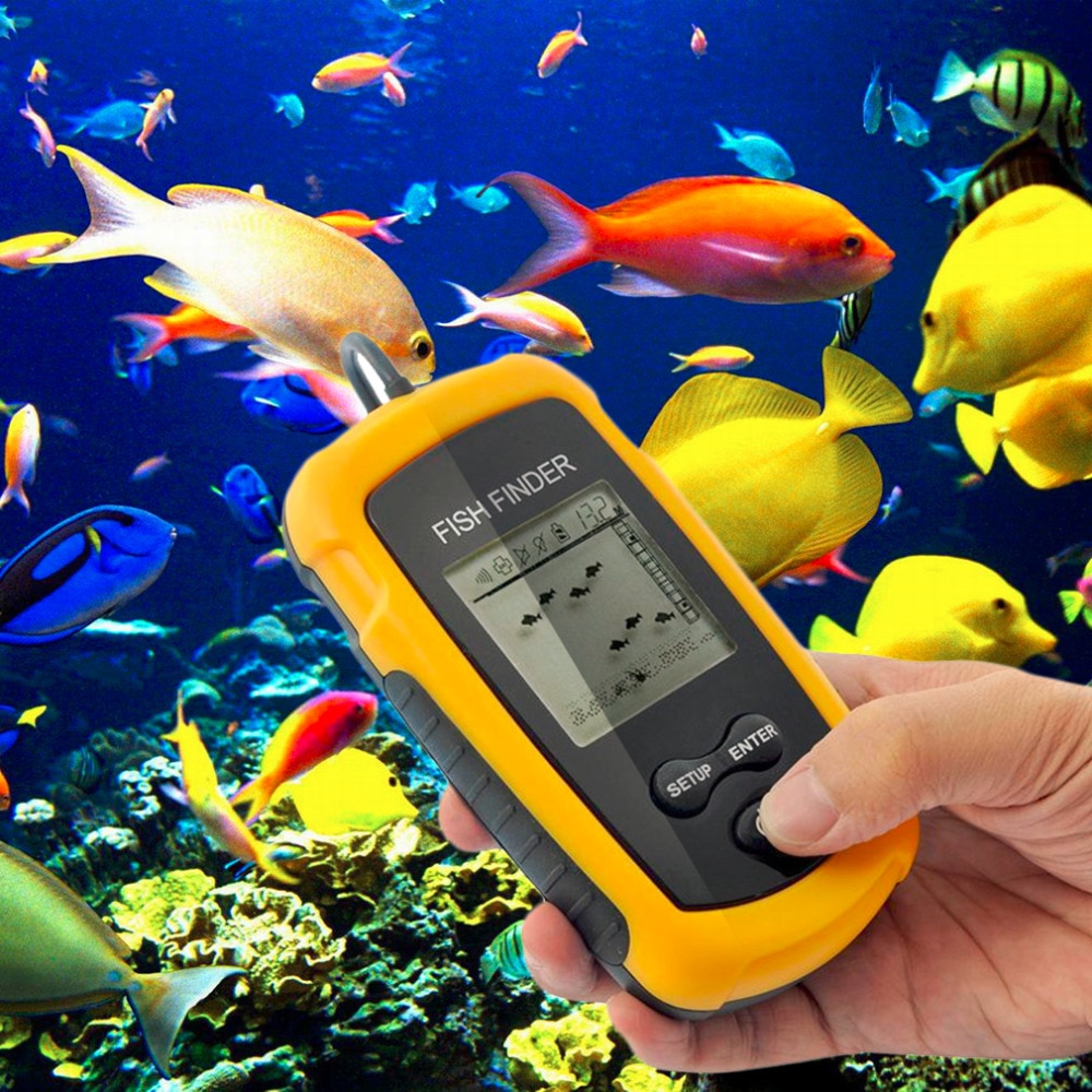 Draagbare Fishfinder Sonar Sirene Alarm Transducer Fishfinder 0.7-100 M Vissen Echolood Met Batterij Met Engels Display