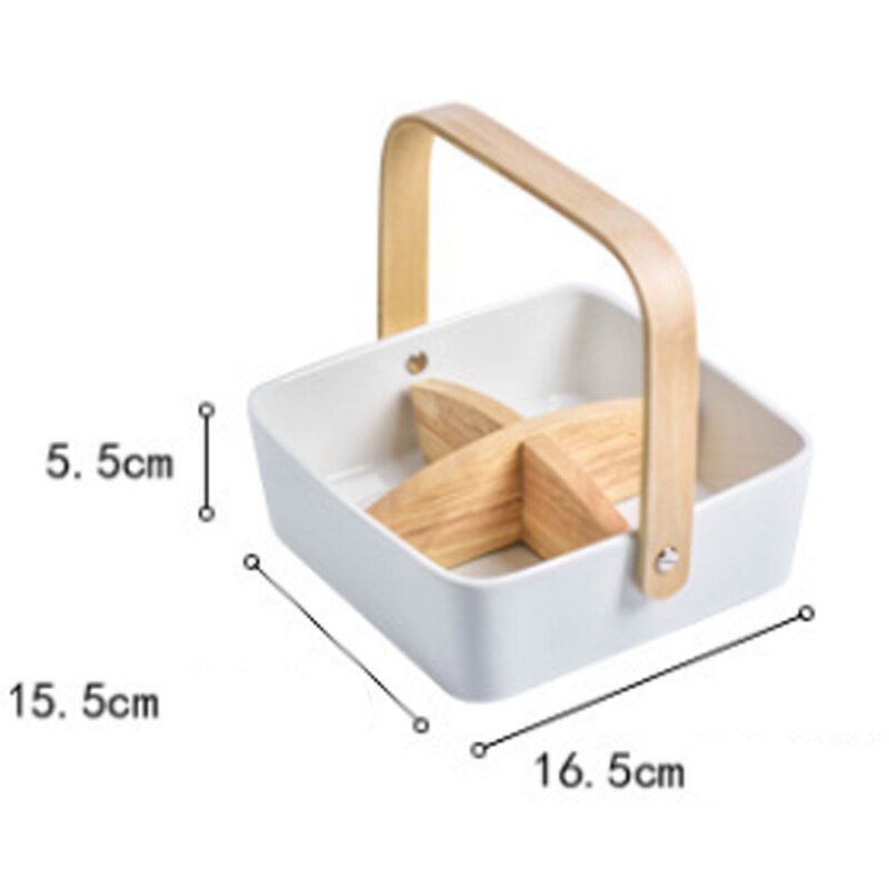 Nordic Ceramic Candy Dish Nut Candy Baskets Multi-grid Dried Fruit Nut Snack Storage Plates Kitchen Decorative Tray with Handle: 3
