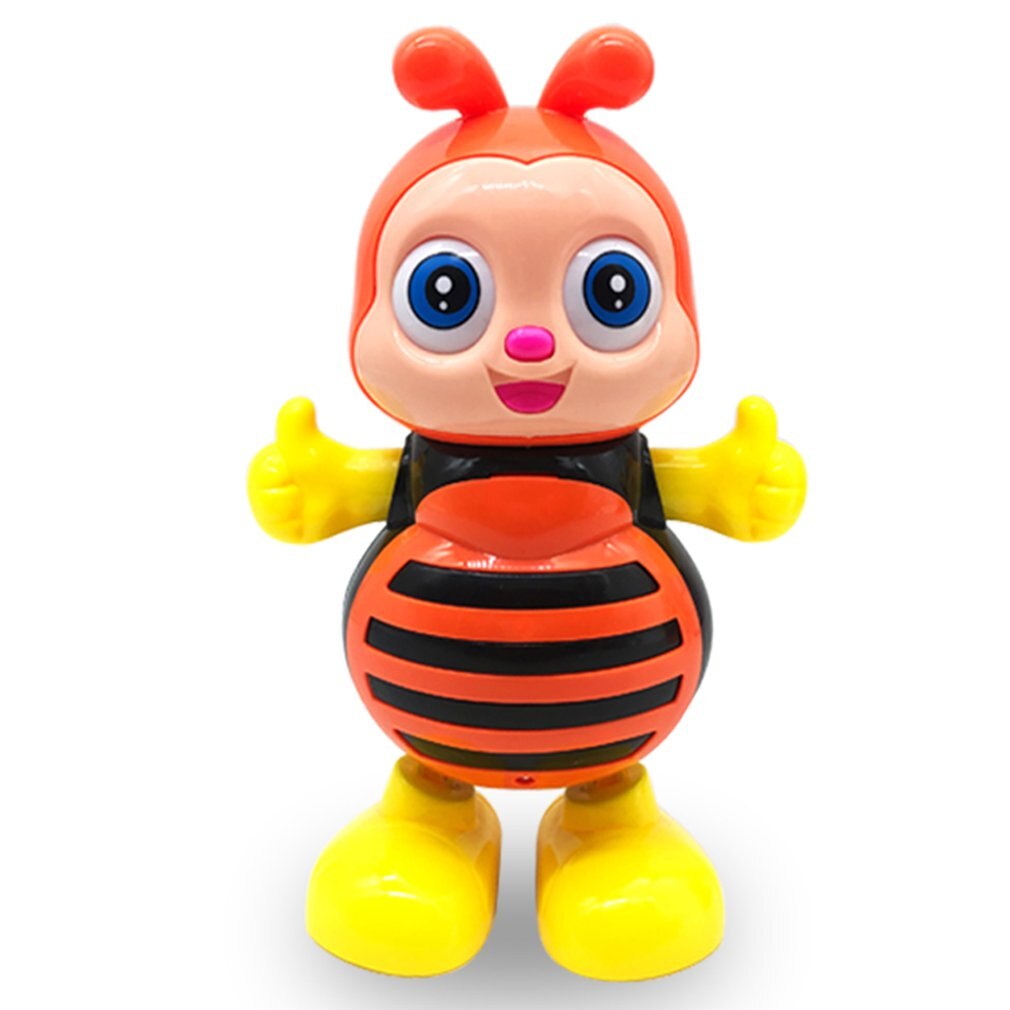 Robot Musical eléctrico de abeja de dibujos animados para baile, luz intermitente LED de baile, interactivo inteligente, Juguete Musical para mascotas: Naranja