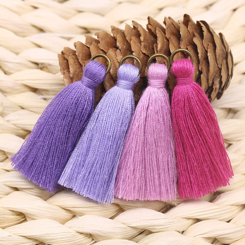 50 stuks/partij 4.5cm mini metalen ringen polyester katoen kwastjes diy hanger sieraden maken franje rand ambachtelijke kwastjes