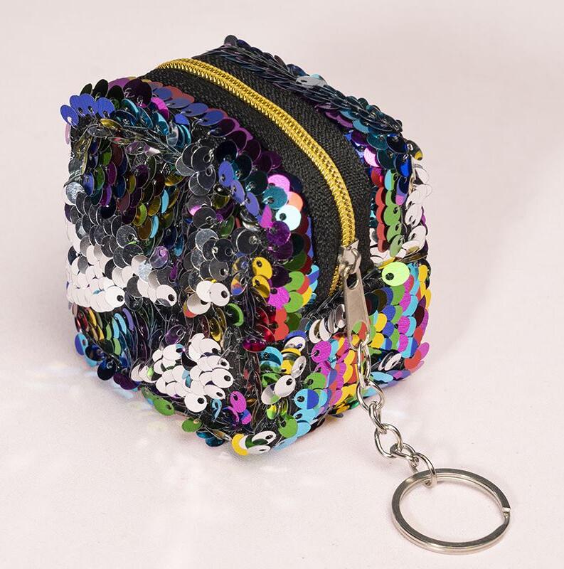 eTya Women Kids Sequins Coin Purse Wallet Girl Zipper Clutch Coin Earphone Package Handbag Purse Bags Pouch: Multicolor